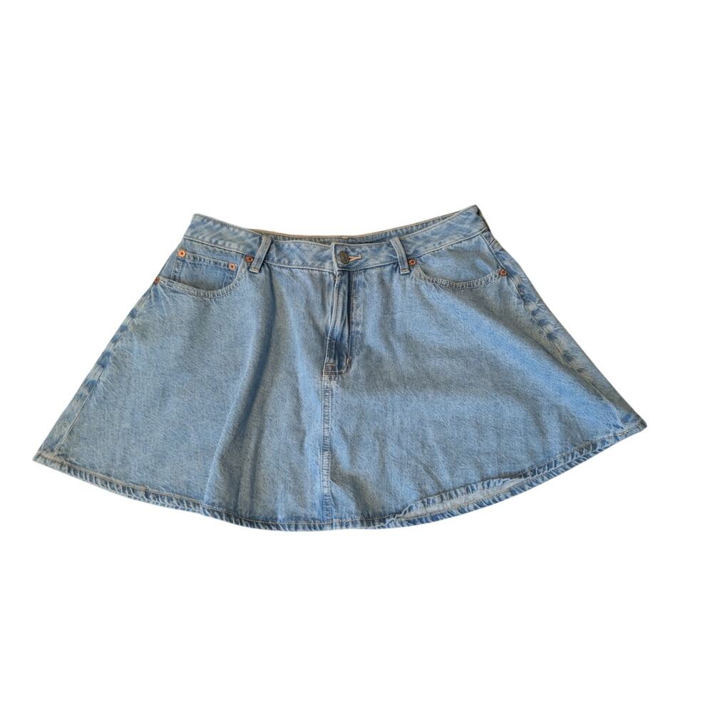 American Eagle Light Wash Mini Denim Skort High Waisted A-Line Skirt Size 10